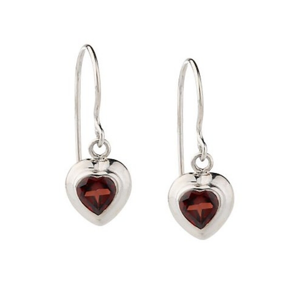 RedEnvelope Sterling & 1.80 ct tw Garnet Drop Heart Earrings - Picture 4 of 7